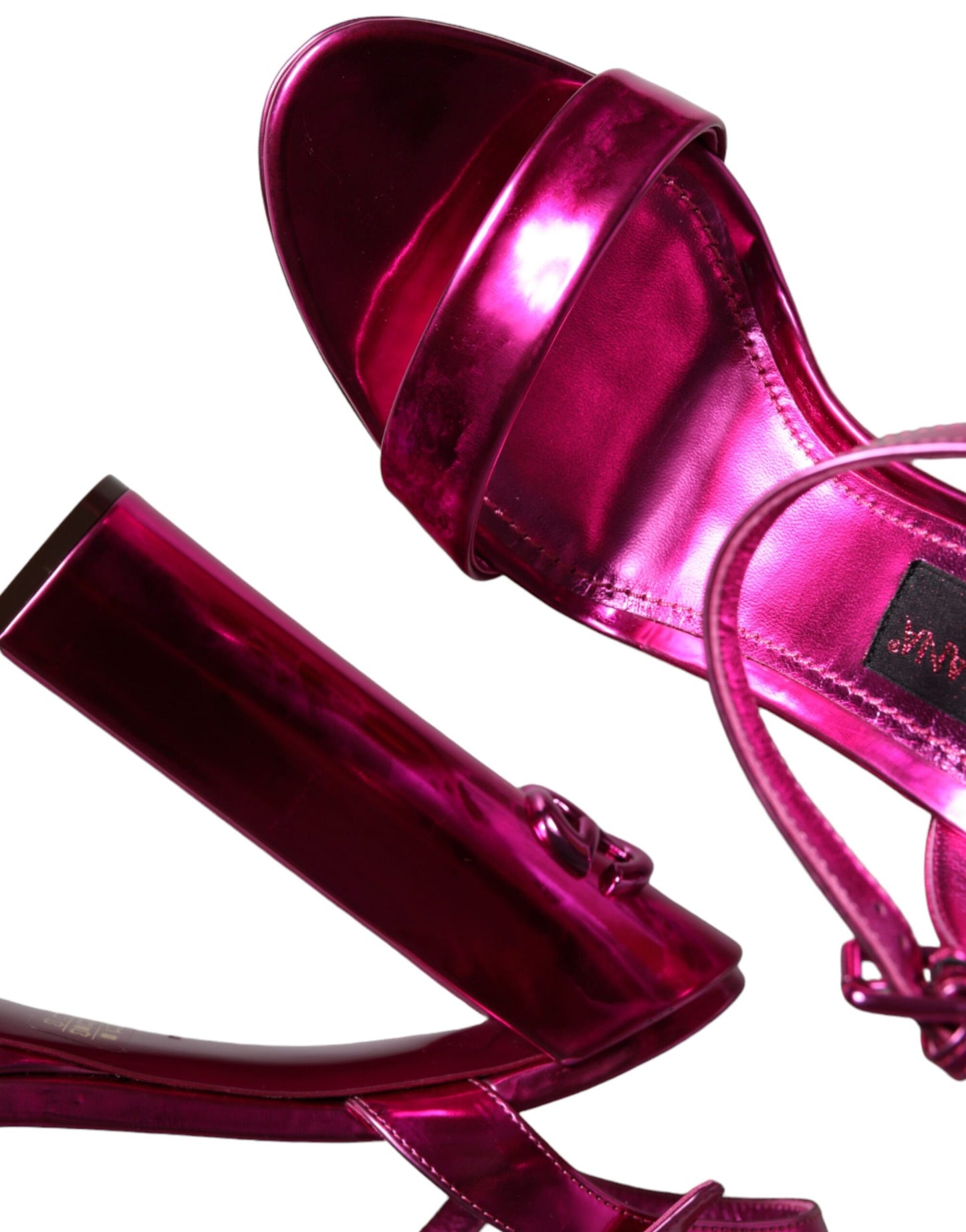 Dolce & Gabbana Fuchsia Leather Platform Logo Keira Sandals Shoes - EU40/US10