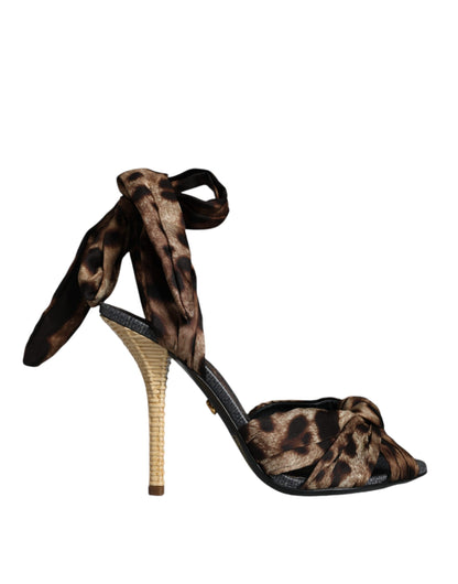 Dolce & Gabbana Brown Leopard Keira Heels Sandals Shoes - EU37/US7