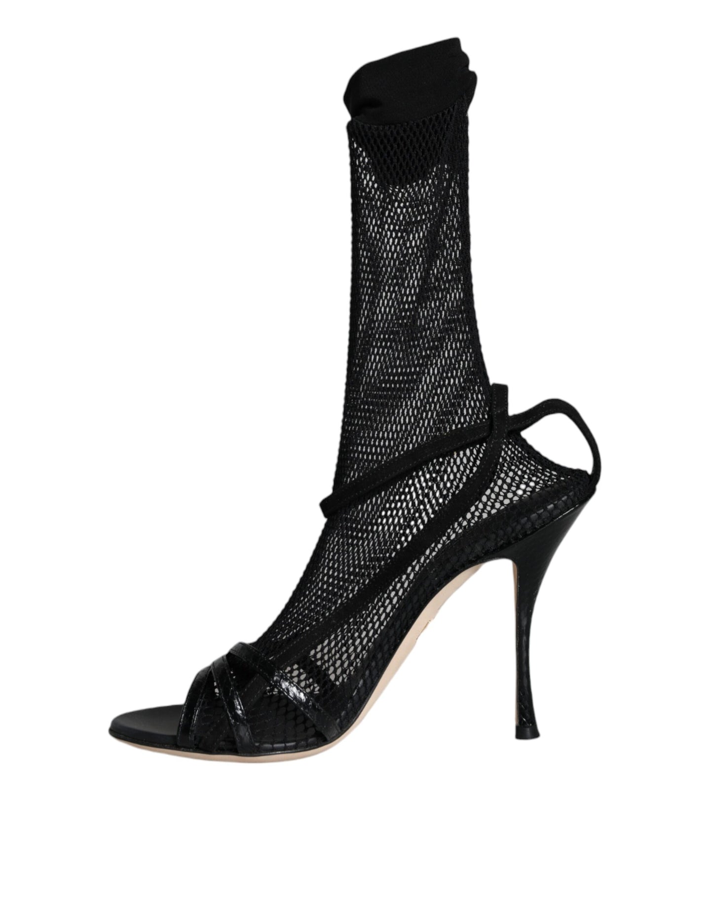 Dolce & Gabbana Black Mesh Stiletto Heels Sandals Shoes - EU38.5/US8.5