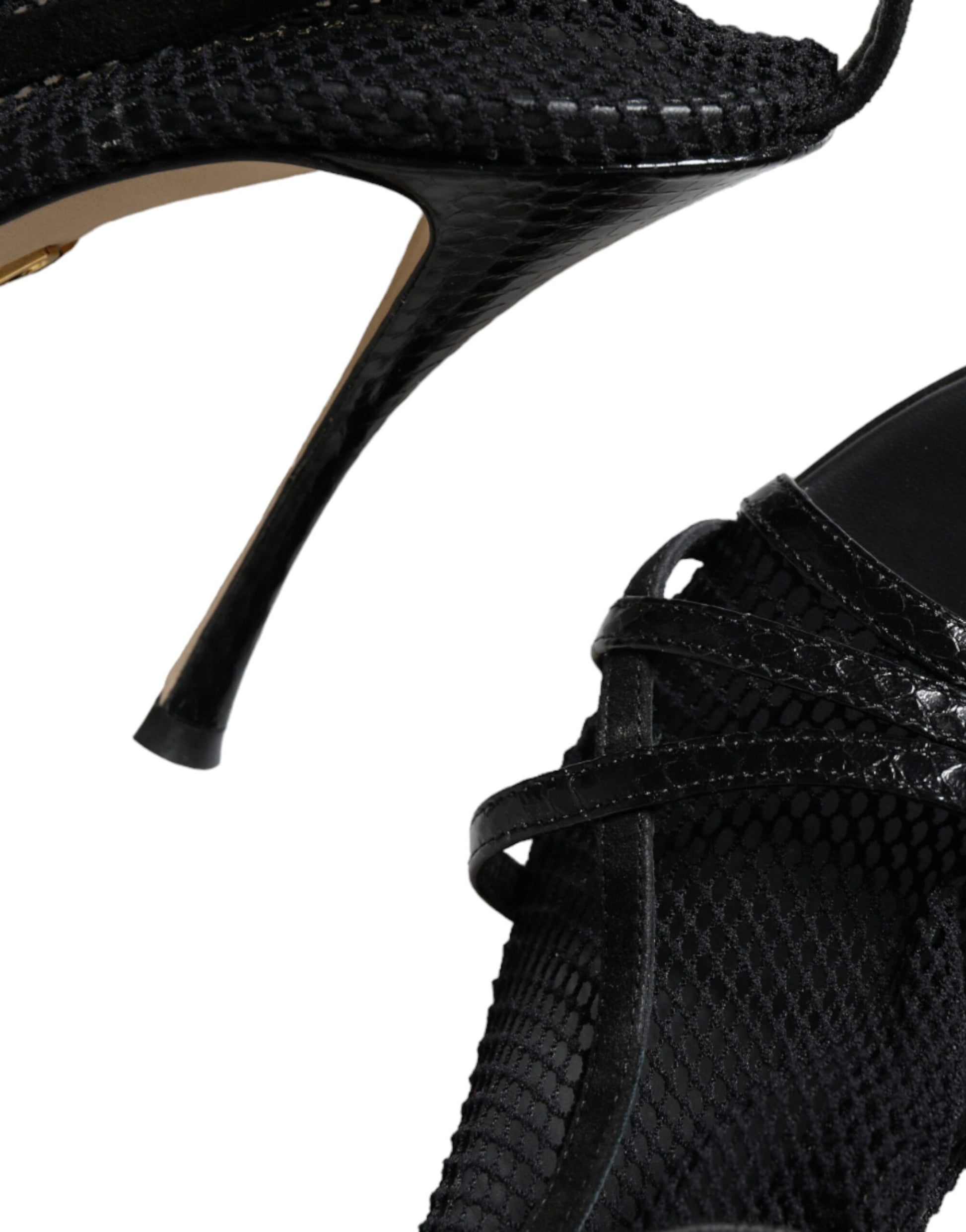 Dolce & Gabbana Black Mesh Stiletto Heels Sandals Shoes - EU38.5/US8.5