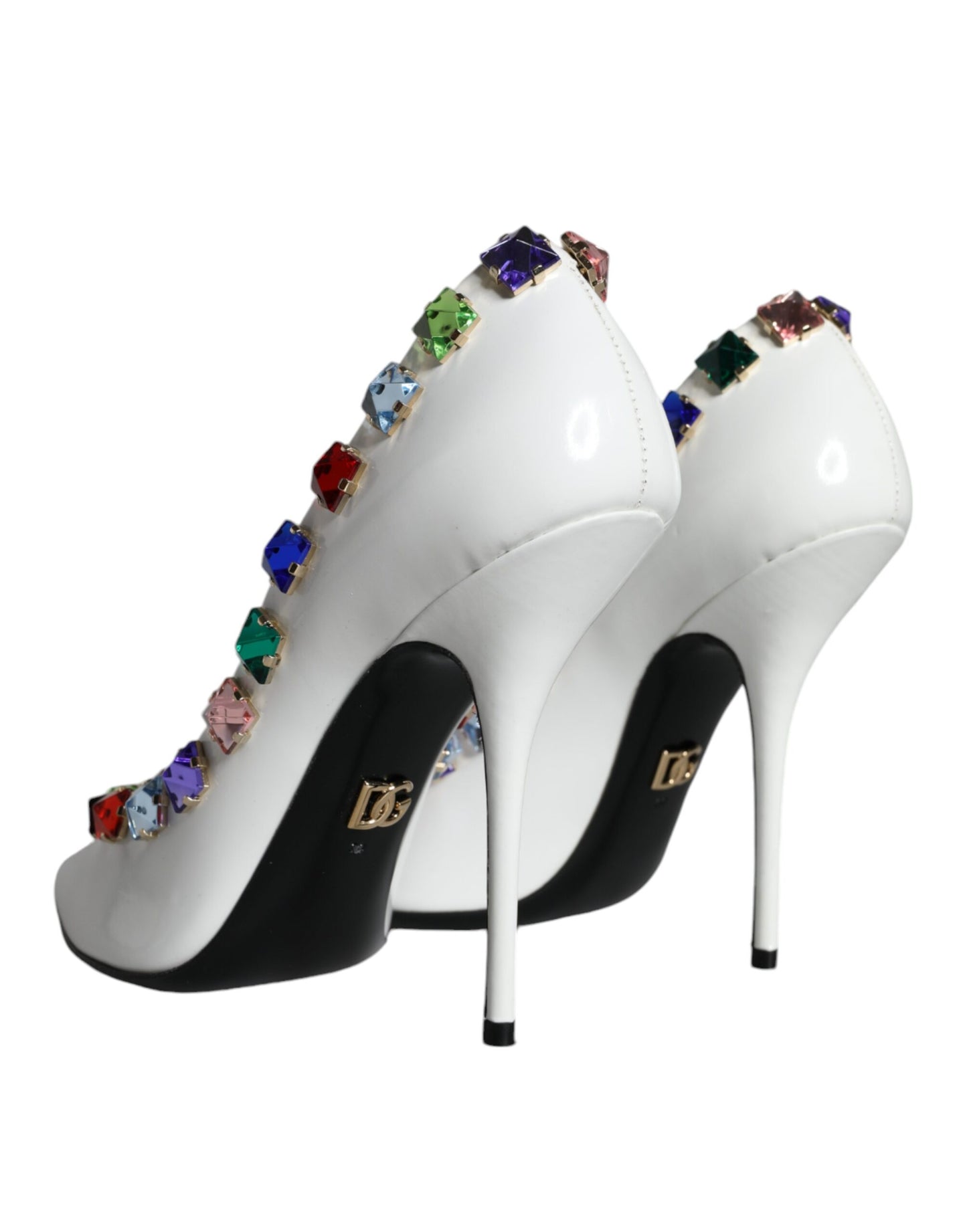 Dolce & Gabbana White Crystals Leather High Heels Pumps Shoes - EU39/US9