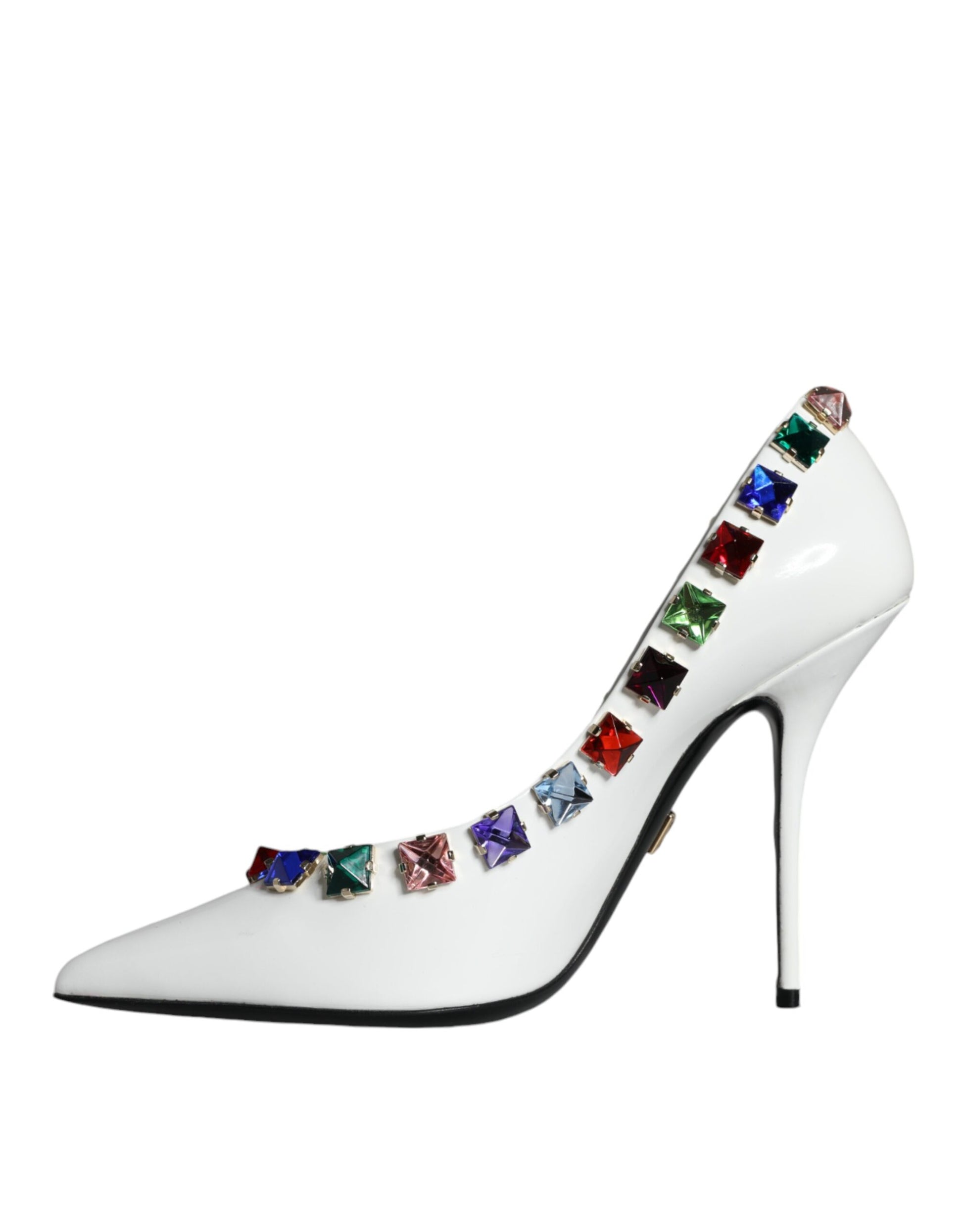 Dolce & Gabbana White Crystals Leather High Heels Pumps Shoes - EU39/US9