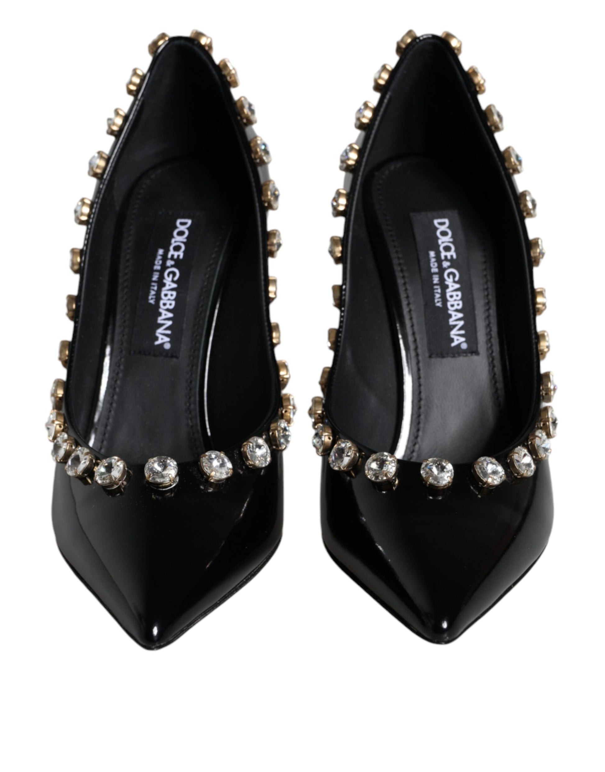 Dolce & Gabbana Black Crystals Leather High Heels Pumps Shoes - EU40/US10