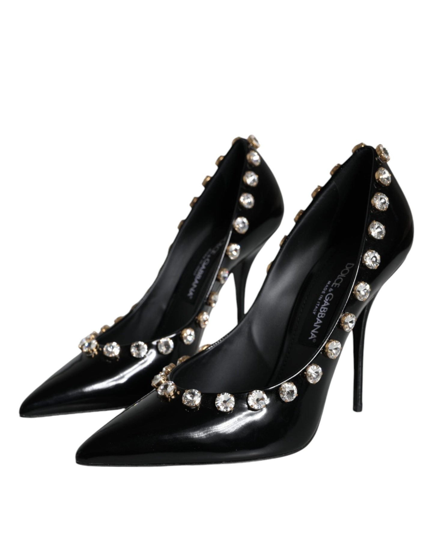 Dolce & Gabbana Black Crystals Leather High Heels Pumps Shoes - EU40/US10