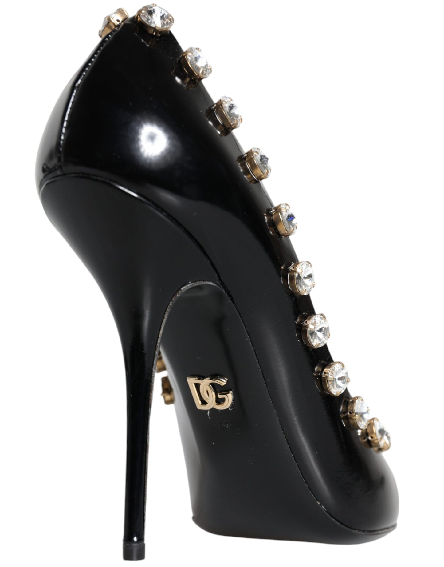 Dolce & Gabbana Black Crystals Leather High Heels Pumps Shoes - EU40/US10