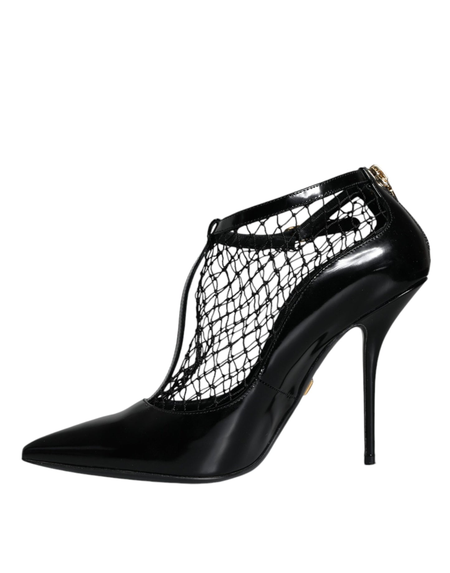 Dolce & Gabbana Black Mesh Patent Leather Heels Pumps Shoes - EU38.5/US8.5