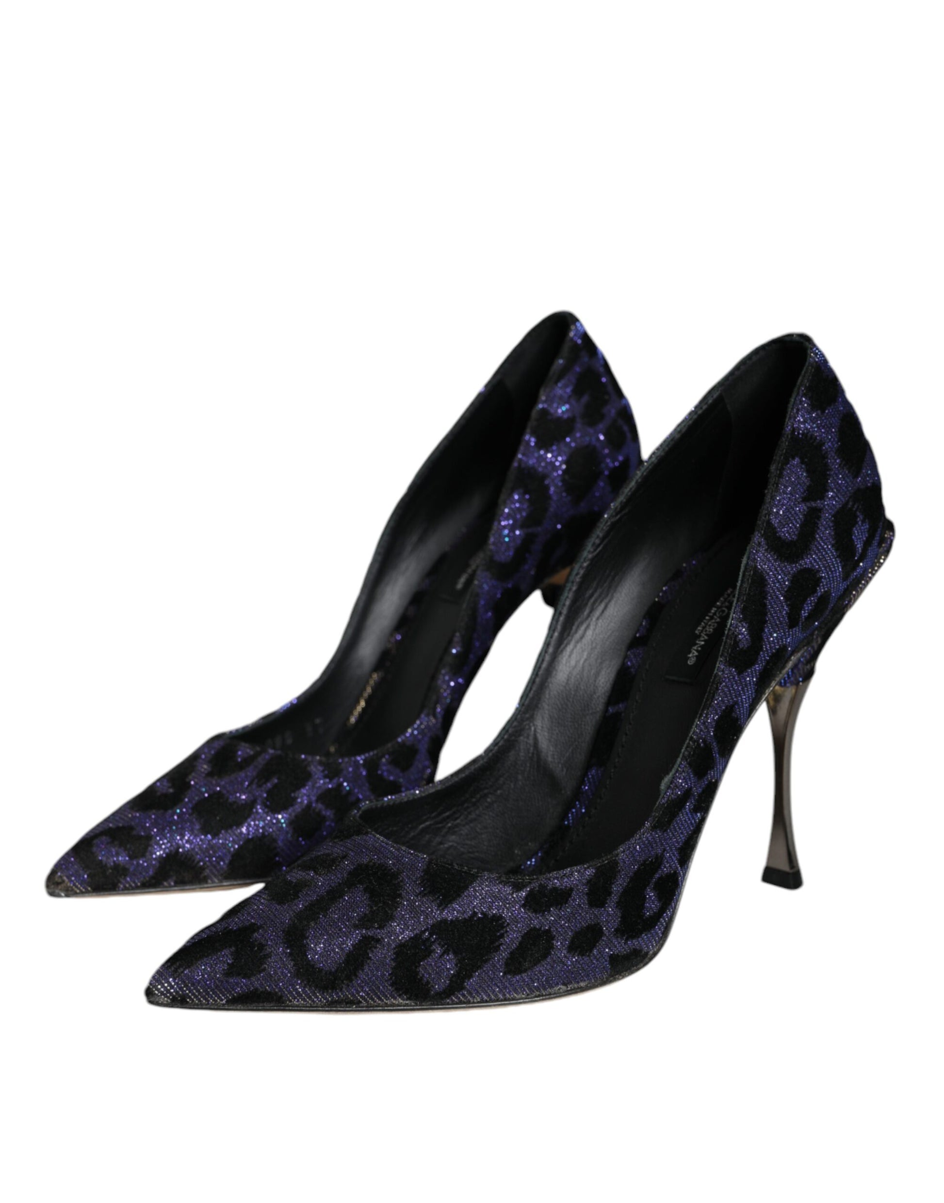 Dolce & Gabbana Violet Leopard Lurex High Heels Pumps Shoes - EU37/US7