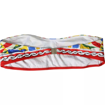 Dolce & Gabbana Multicolor Carretto Bandeau Swimwear Top Bikini - IT2 | S