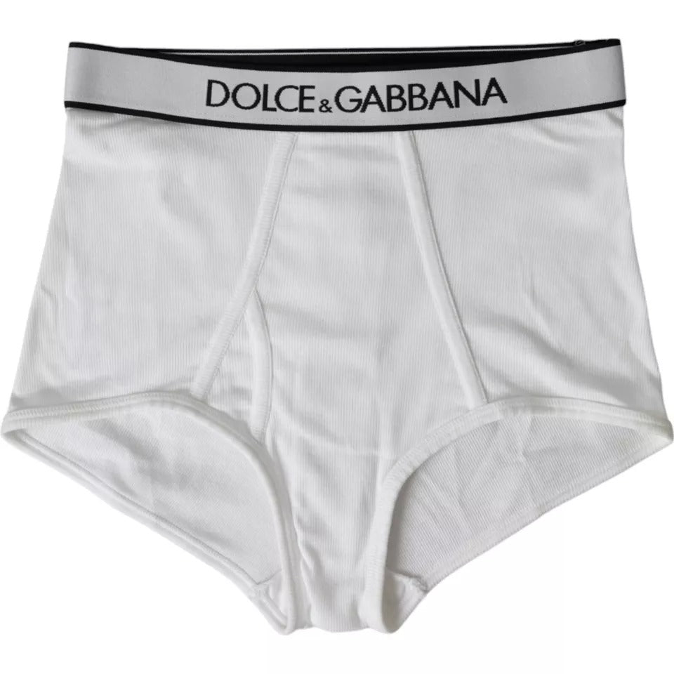 Dolce & Gabbana White Cotton Stretch Branded Logo Underwear - IT2 | S