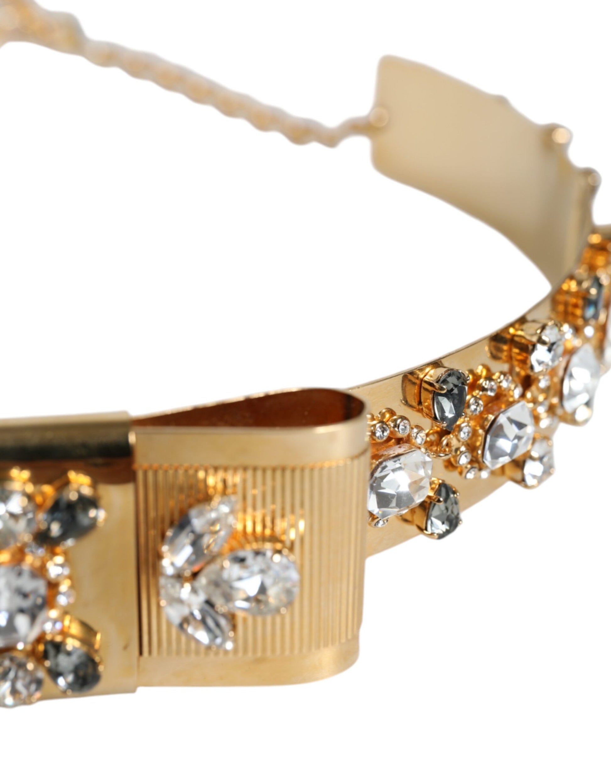 Dolce & Gabbana Gold Tone Crystal Embellished Women Waist Chain Belt - S