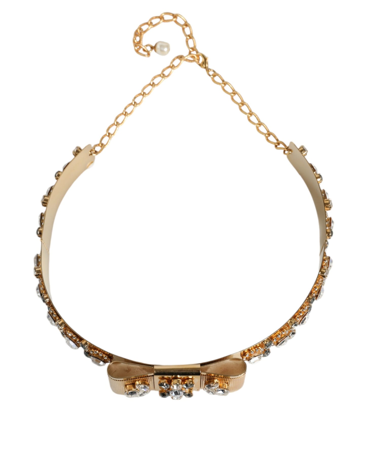 Dolce & Gabbana Gold Tone Crystal Embellished Women Waist Chain Belt - S