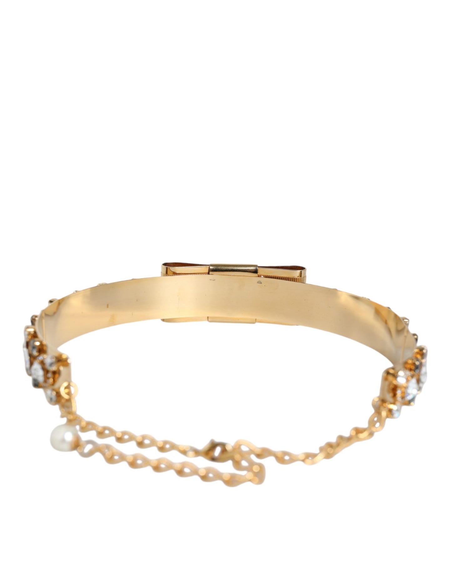 Dolce & Gabbana Gold Tone Crystal Embellished Women Waist Chain Belt - S