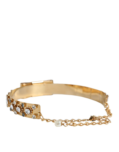 Dolce & Gabbana Gold Tone Crystal Embellished Women Waist Chain Belt - S