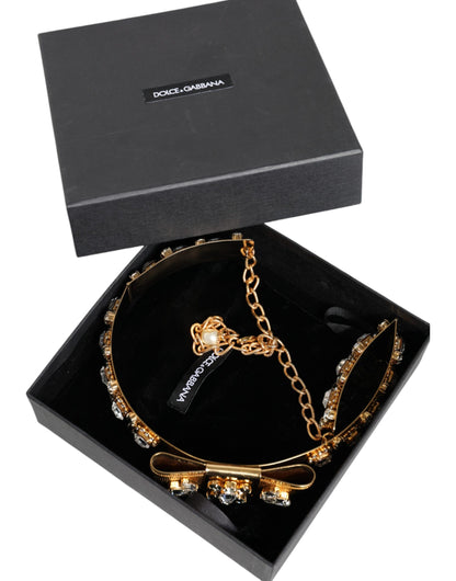 Dolce & Gabbana Gold Tone Crystal Embellished Women Waist Chain Belt - S