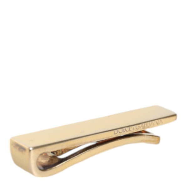 Dolce & Gabbana Gold Tone Brass Logo Branded Men Tie Clip Bar