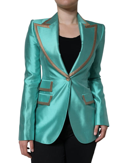 Dolce & Gabbana Metallic Green Single Breasted Blazer Jacket - IT40|S