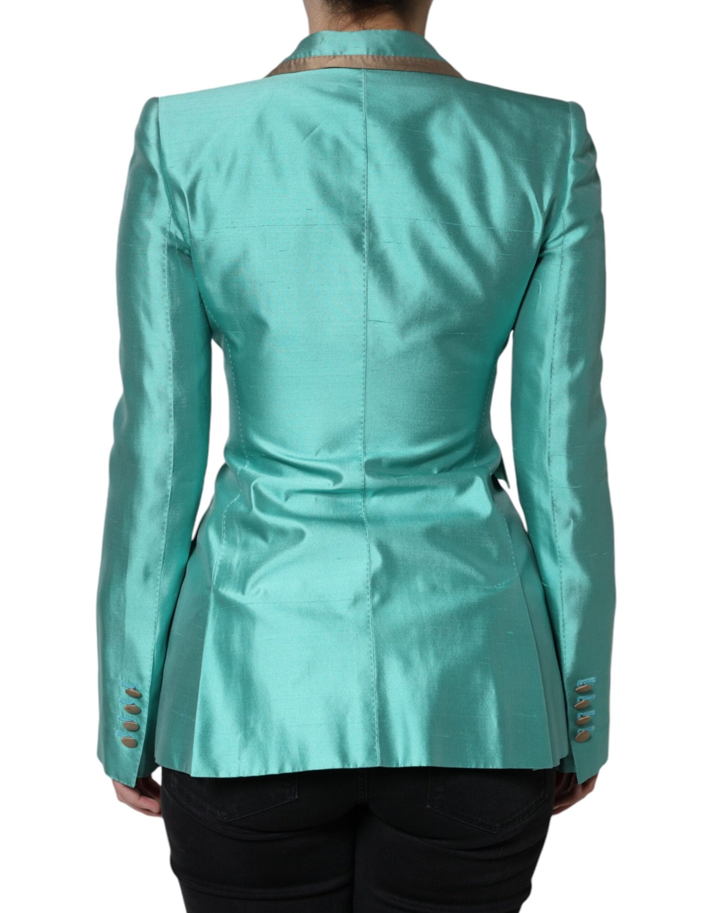 Dolce & Gabbana Metallic Green Single Breasted Blazer Jacket - IT40|S