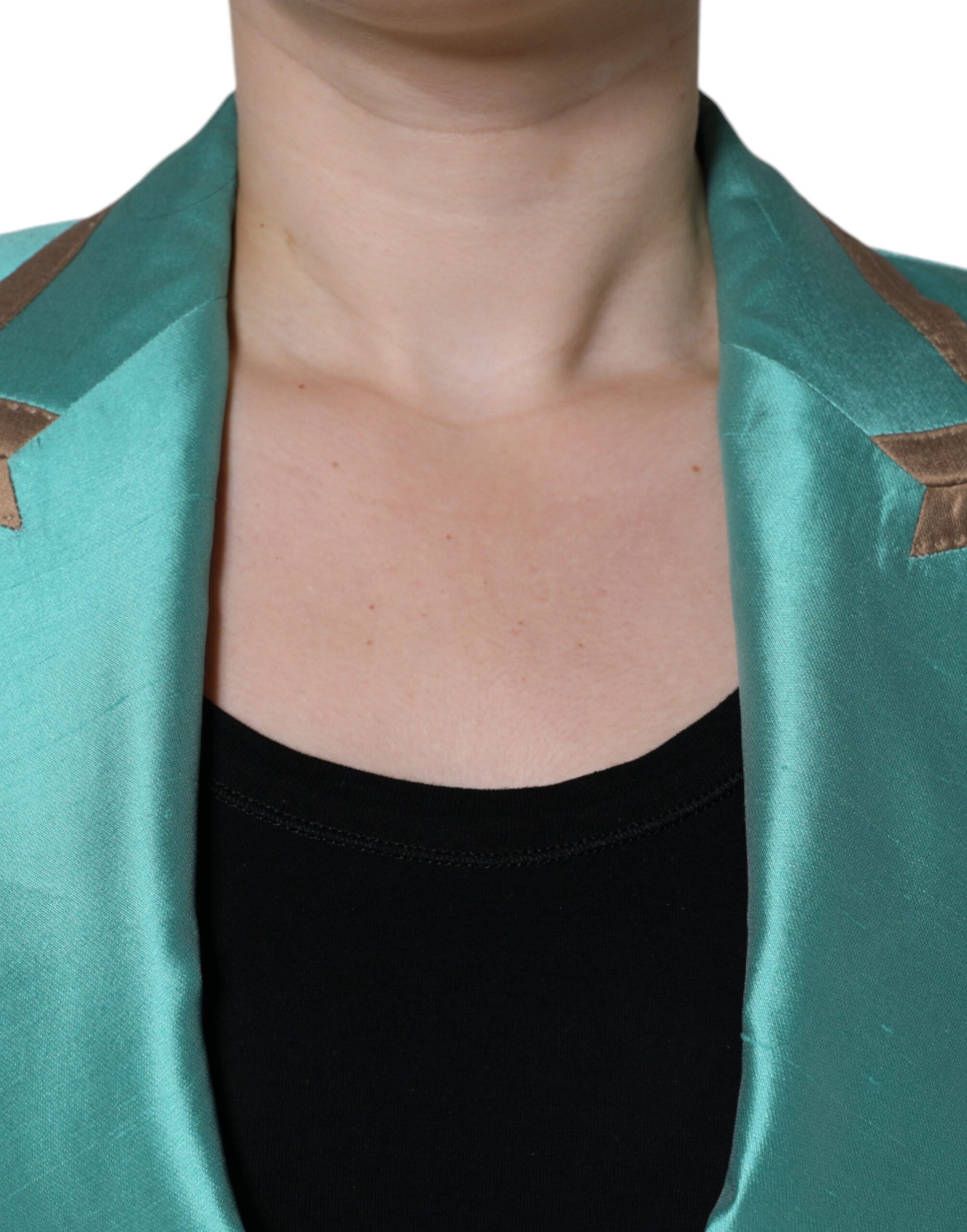 Dolce & Gabbana Metallic Green Single Breasted Blazer Jacket - IT40|S