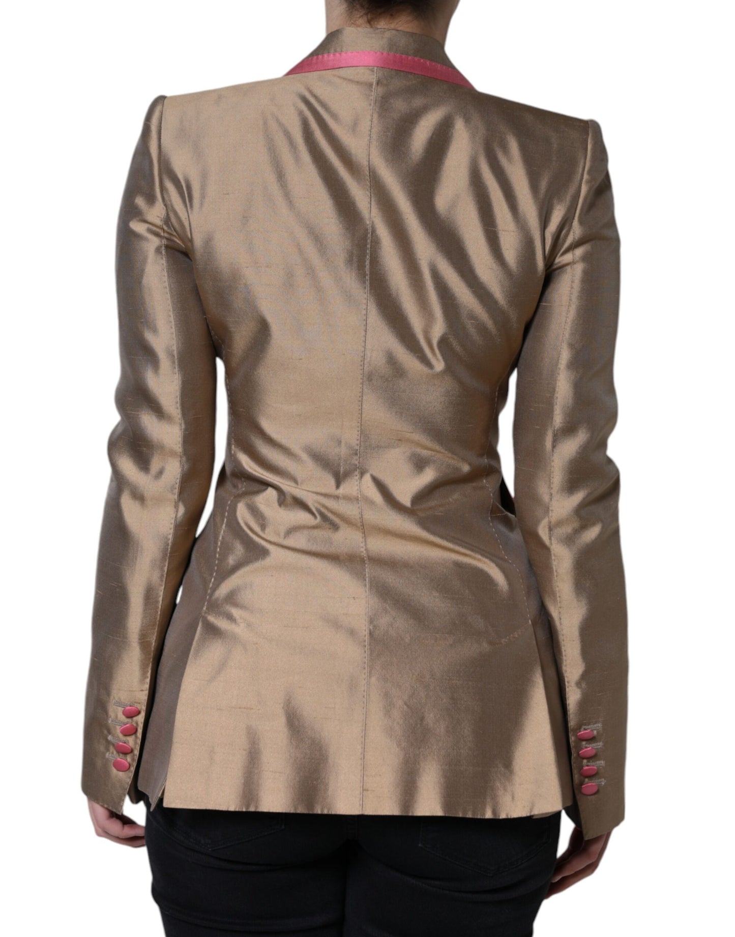 Dolce & Gabbana Metallic Brown Double Breasted Blazer Jacket - IT40|S