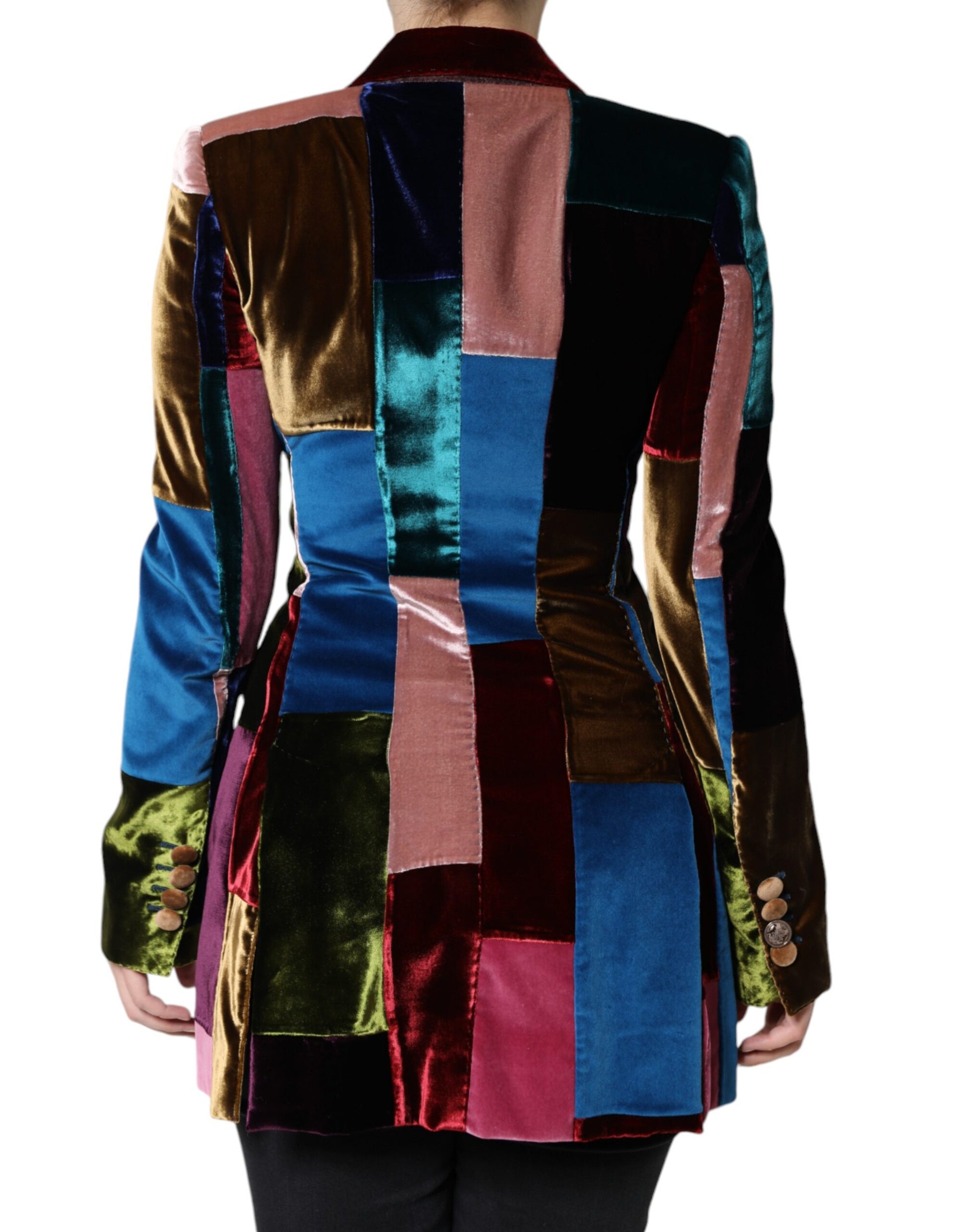 Dolce & Gabbana Multicolor Double Breasted Patchwork Blazer Jacket - IT40|S