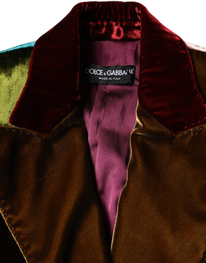 Dolce & Gabbana Multicolor Double Breasted Patchwork Blazer Jacket - IT40|S