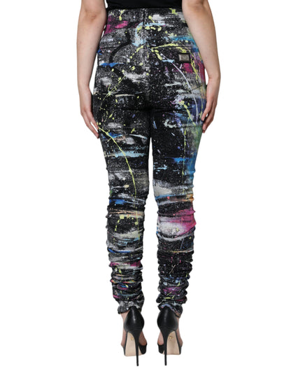 Dolce & Gabbana Multicolor Splatter Paint Cotton Skinny Denim Jeans - IT44 | L