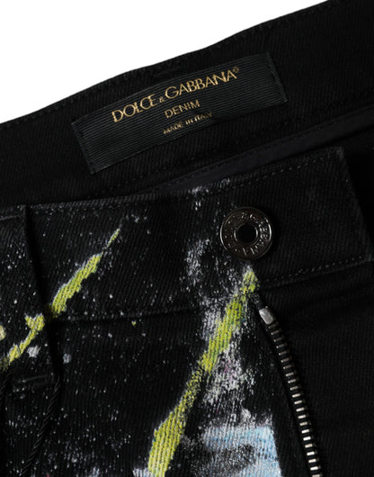 Dolce & Gabbana Multicolor Splatter Paint Cotton Skinny Denim Jeans - IT44 | L