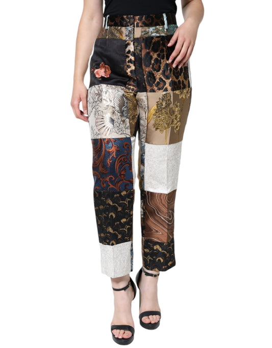 Dolce & Gabbana Multicolor Patchwork Jacquard High Waist Pants - IT46|XL