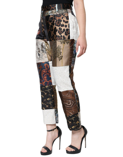 Dolce & Gabbana Multicolor Patchwork Jacquard High Waist Pants - IT46|XL