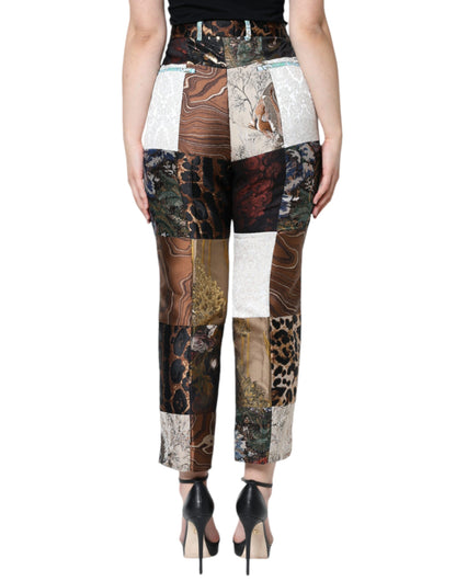 Dolce & Gabbana Multicolor Patchwork Jacquard High Waist Pants - IT46|XL