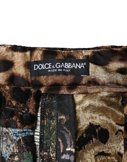 Dolce & Gabbana Multicolor Patchwork Jacquard High Waist Pants - IT46|XL