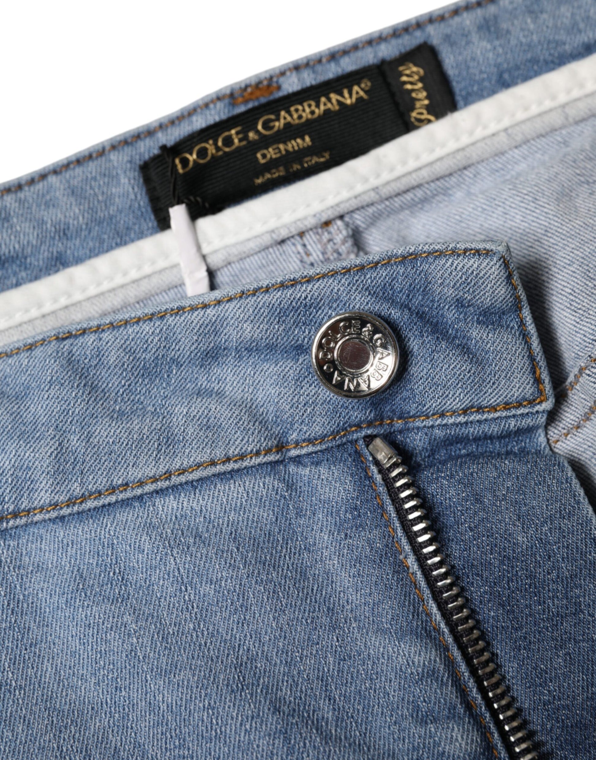 Dolce & Gabbana Blue Pretty Slim Fit Cotton Denim Jeans - IT48|XXL