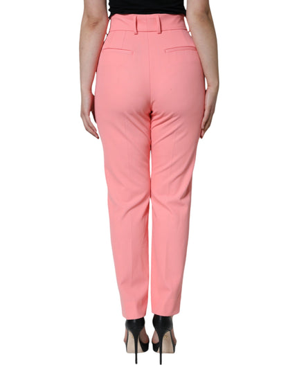 Dolce & Gabbana Rose Pink Polyester High Waist Tapered Pants - IT44 | L