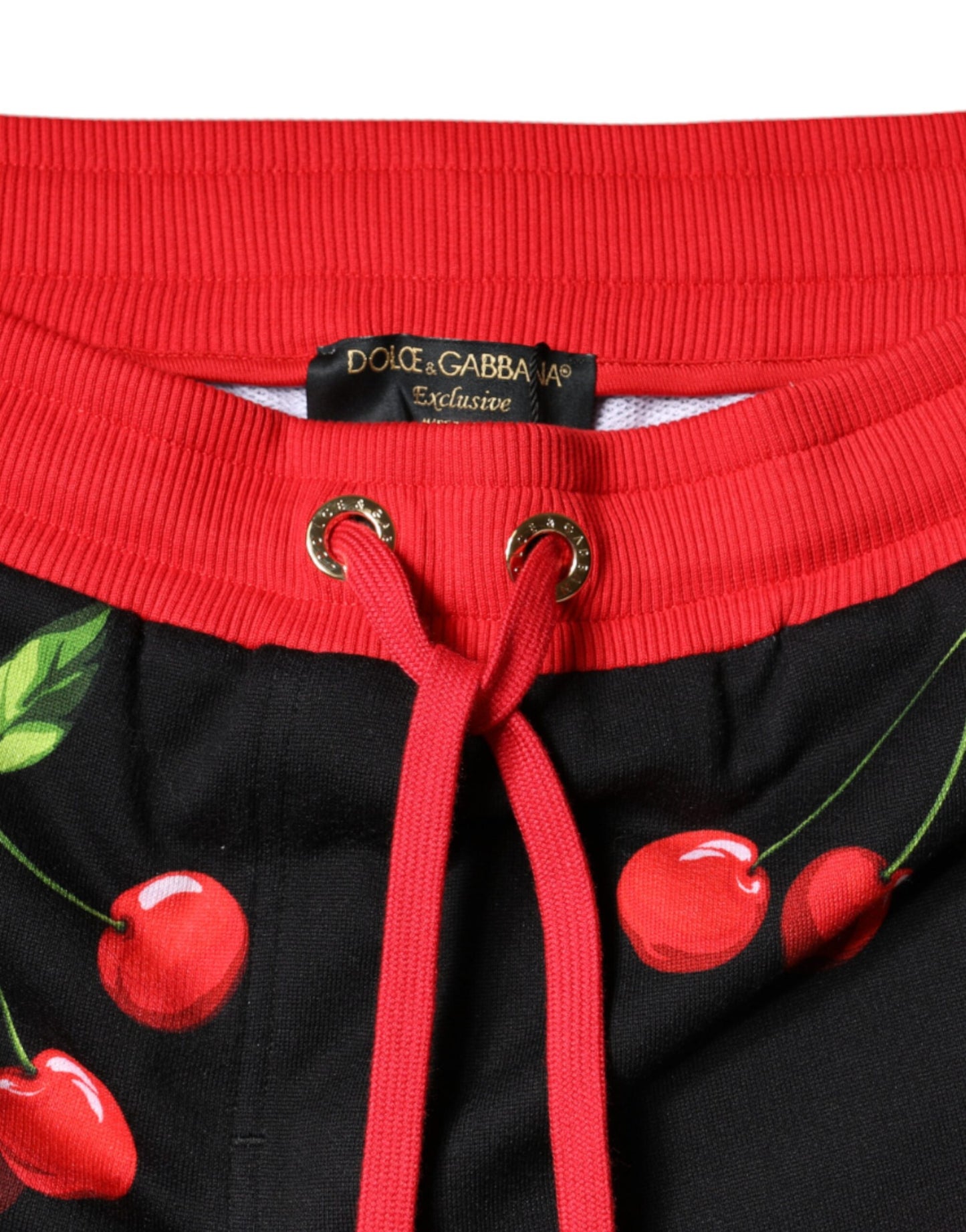 Dolce & Gabbana Black Red Cherry Mid Waist Jogger Pants - IT46|XL