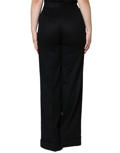 Dolce & Gabbana Black Cashmere Mid Waist Women Boot Cut Pants - IT40|S