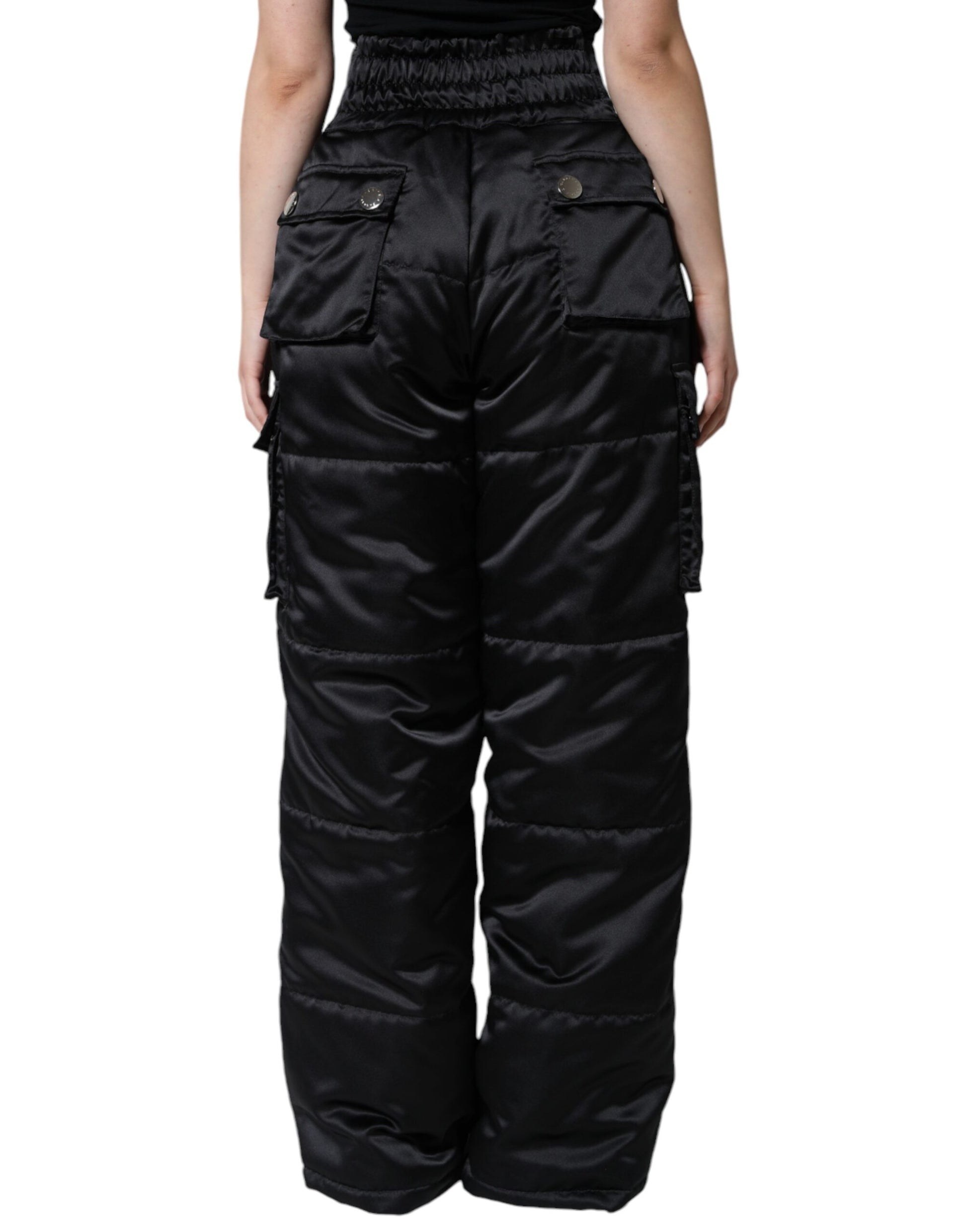 Dolce & Gabbana Black Quilted High Waist Women Boot Cut Pants - IT40|S