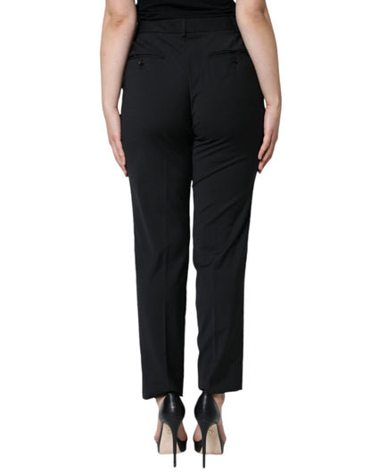 Dolce & Gabbana Black High Waist Tapered Women Pants - IT46|XL