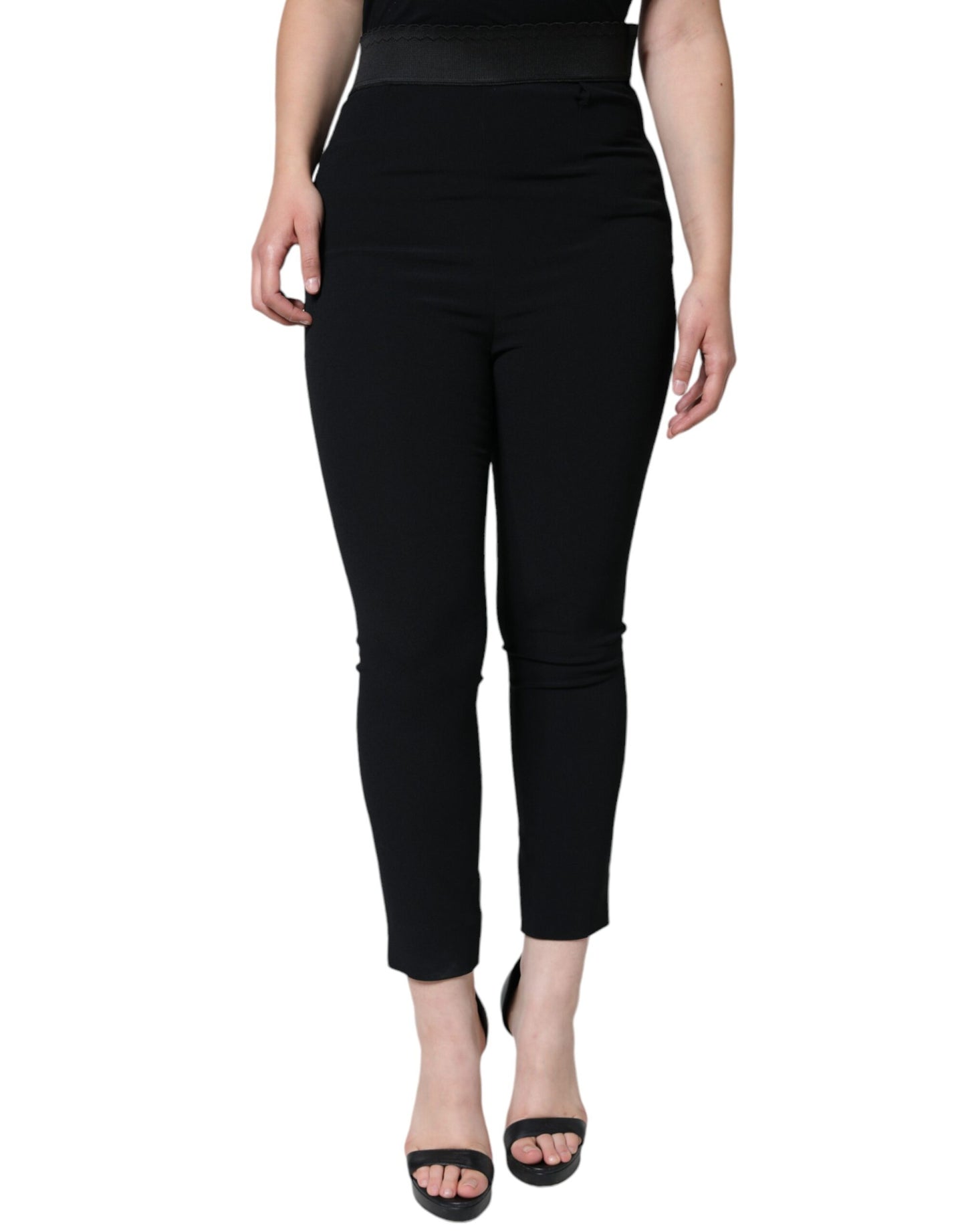 Dolce & Gabbana Black Viscose High Waist Tapered Pants - IT40|S