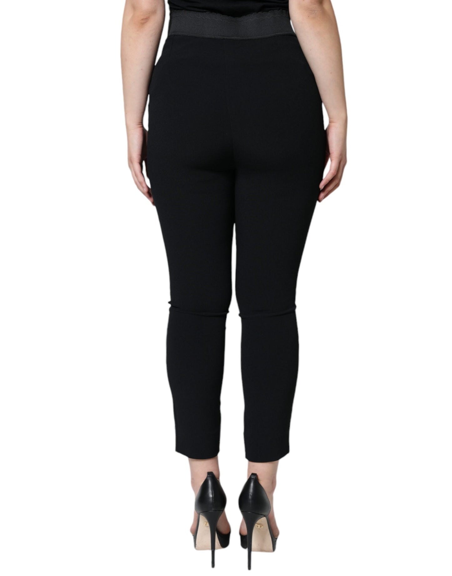 Dolce & Gabbana Black Viscose High Waist Tapered Pants - IT40|S