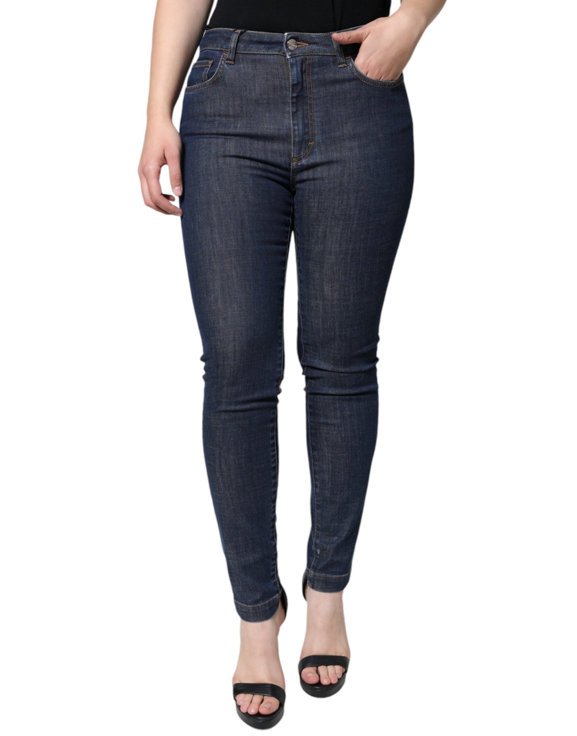 Dolce & Gabbana Dark Blue QUEEN Cotton Skinny Denim Jeans - IT42|M