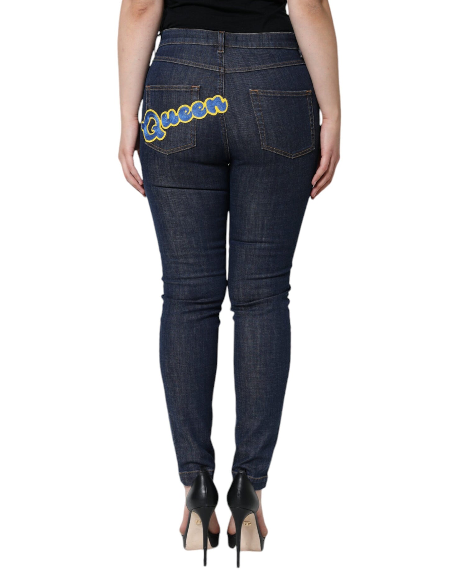 Dolce & Gabbana Dark Blue QUEEN Cotton Skinny Denim Jeans - IT42|M