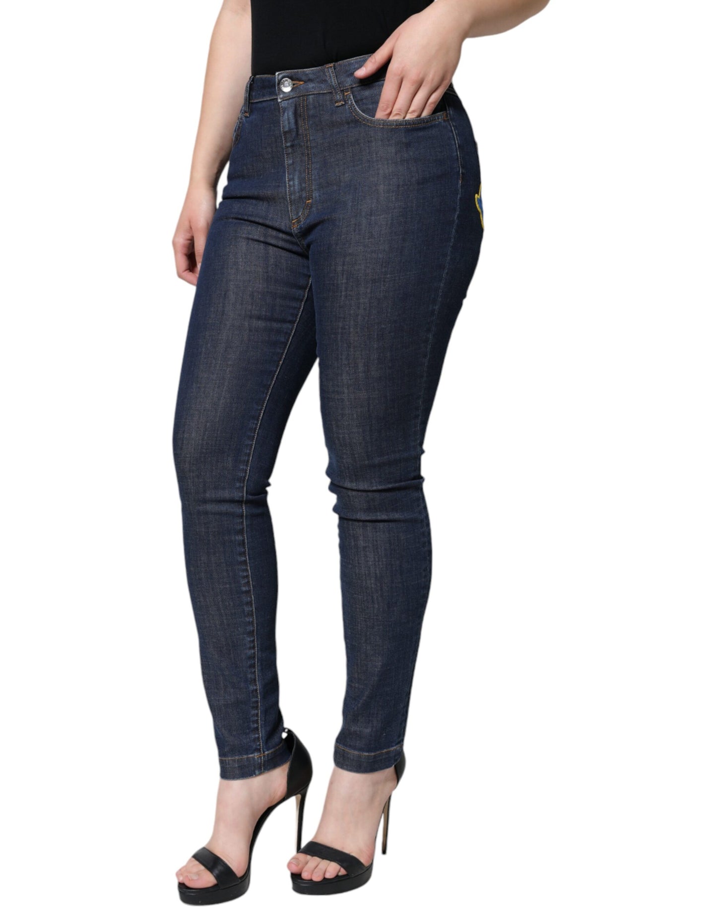 Dolce & Gabbana Dark Blue QUEEN Cotton Skinny Denim Jeans - IT42|M