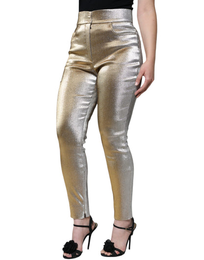 Dolce & Gabbana Metallic Gold High Waist Skinny Pants - IT44 | L