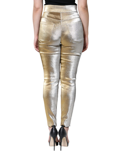 Dolce & Gabbana Metallic Gold High Waist Skinny Pants - IT44 | L