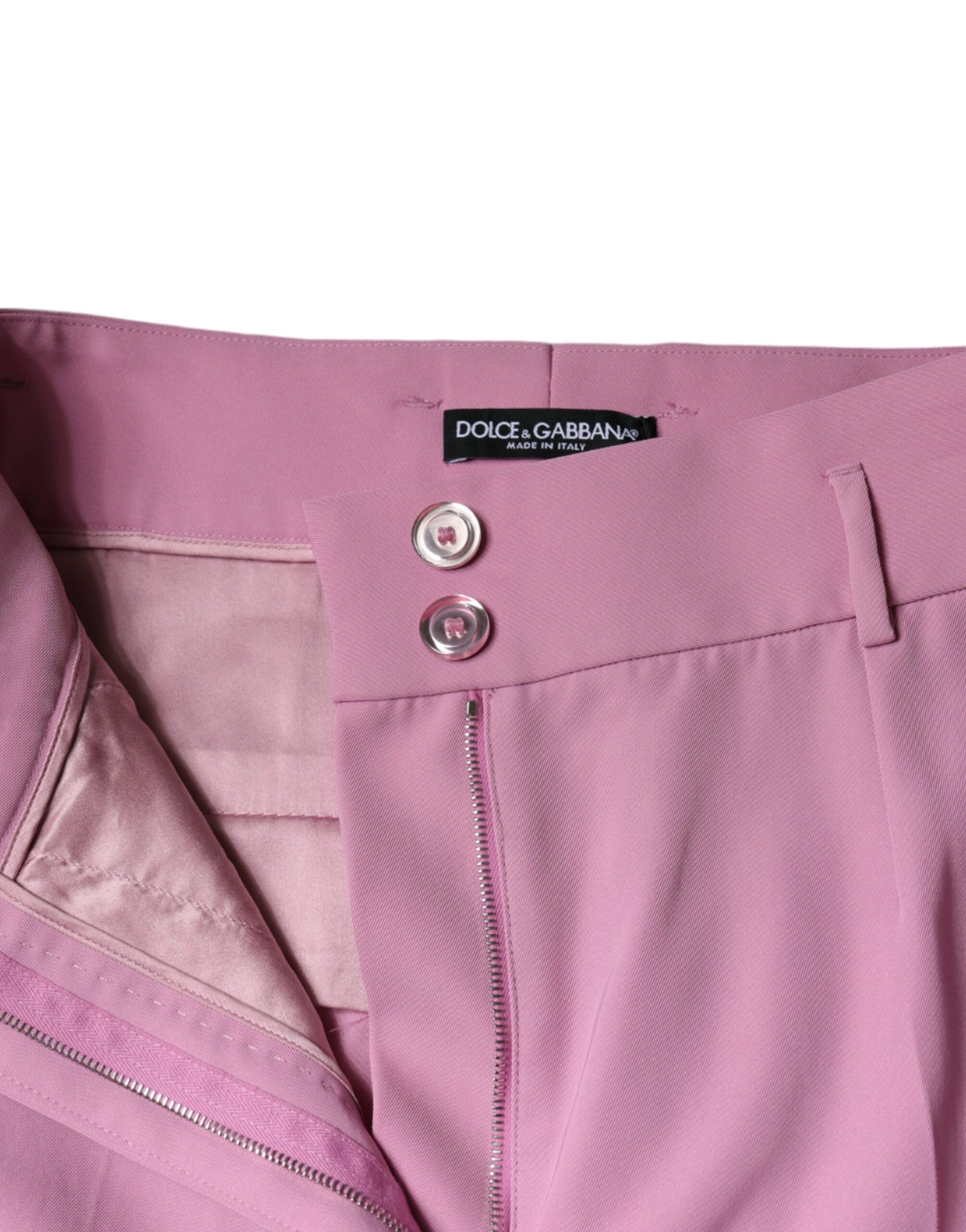 Dolce & Gabbana Pink Polyester High Waist Women Tapered Pants - IT42|M