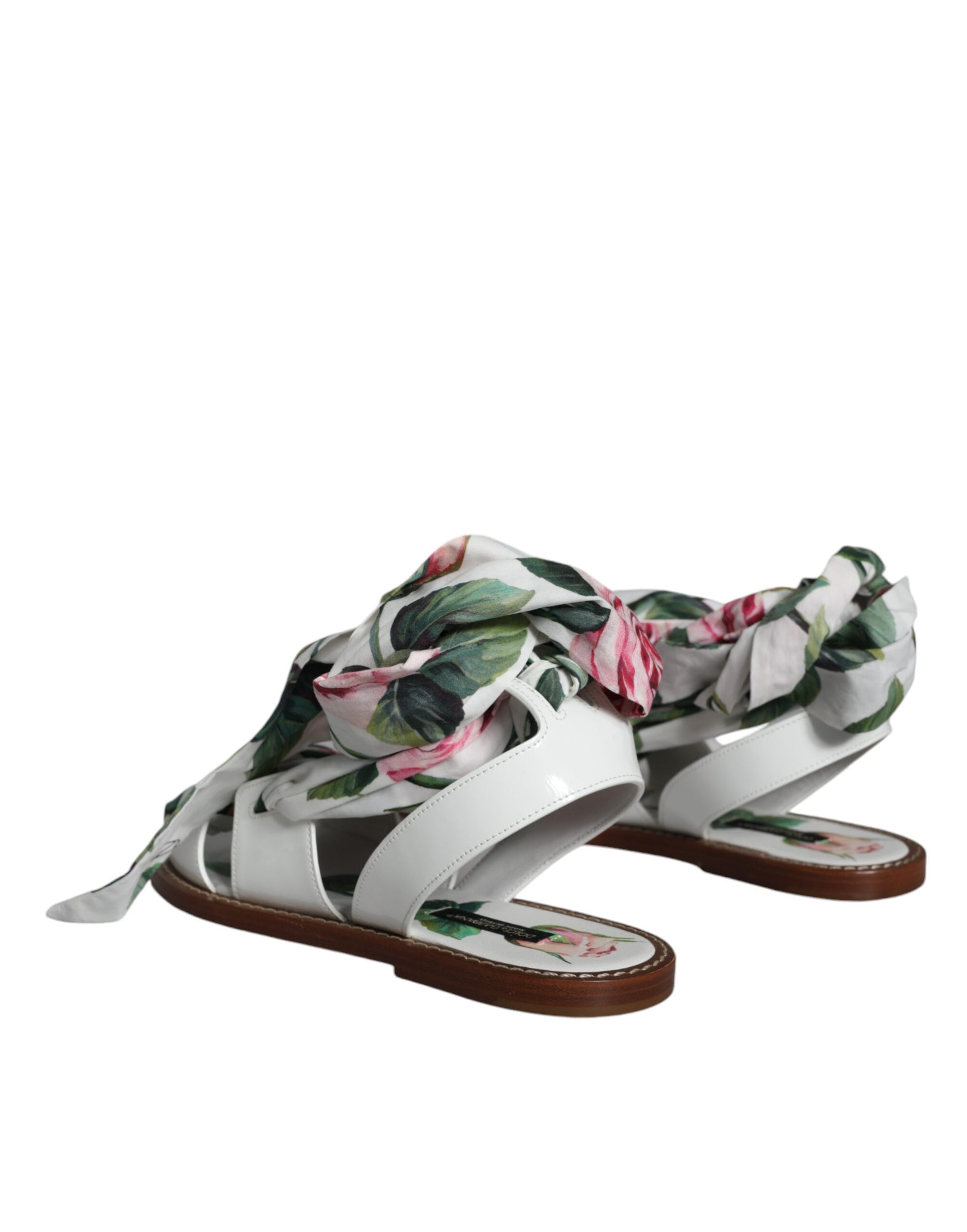 Dolce & Gabbana Multicolor Floral Print Ankle Wrap Sandals Shoes - EU36/US6