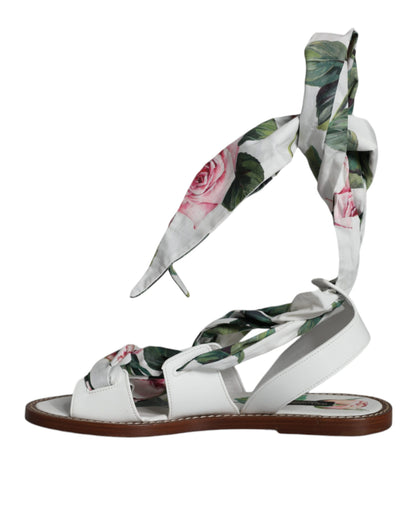 Dolce & Gabbana Multicolor Floral Print Ankle Wrap Sandals Shoes - EU36/US6