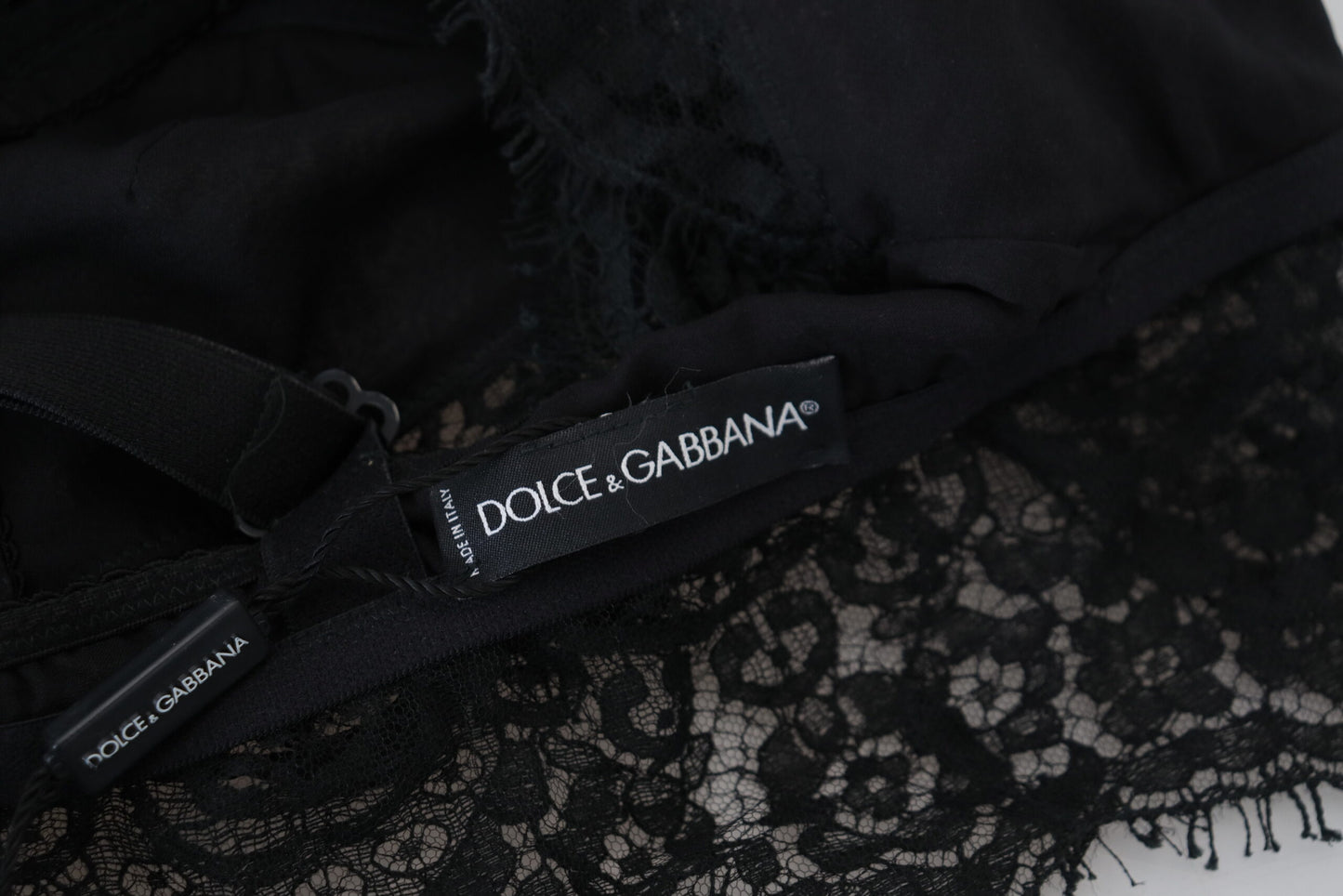 Dolce & Gabbana Black Floral Lace Stretch Bralette Underwear - IT2 | S