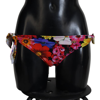 Dolce & Gabbana Black Floral Print Swimsuit Bikini Bottom Swimwear - IT3 | M