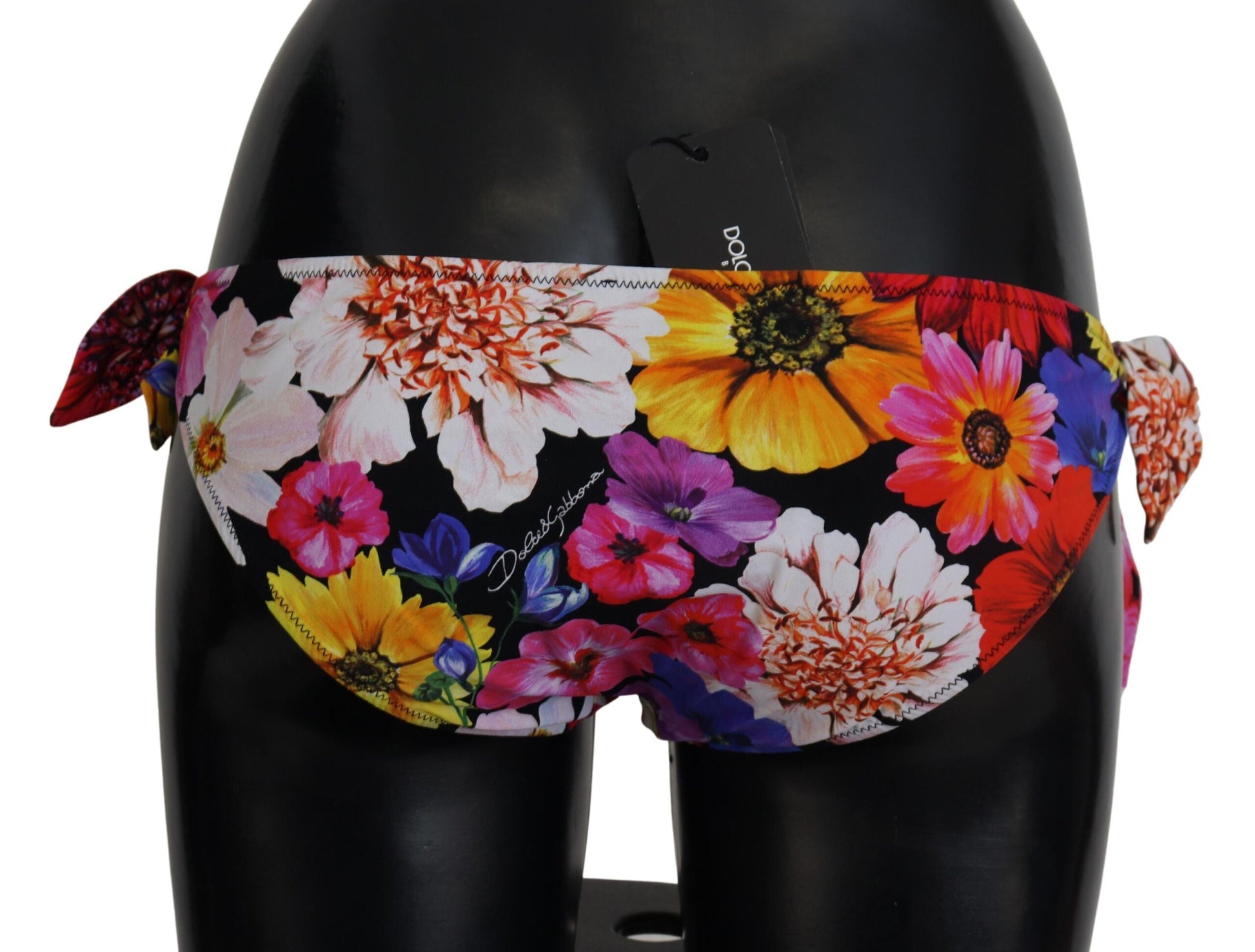 Dolce & Gabbana Black Floral Print Swimsuit Bikini Bottom Swimwear - IT3 | M